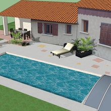 Amenagement paysager : plan 3D  plage de piscine et exterieur